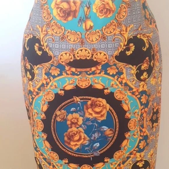 ECI New York Size S (approx 14) Floral Yellow Stretch Skirt - Picture 2 of 7